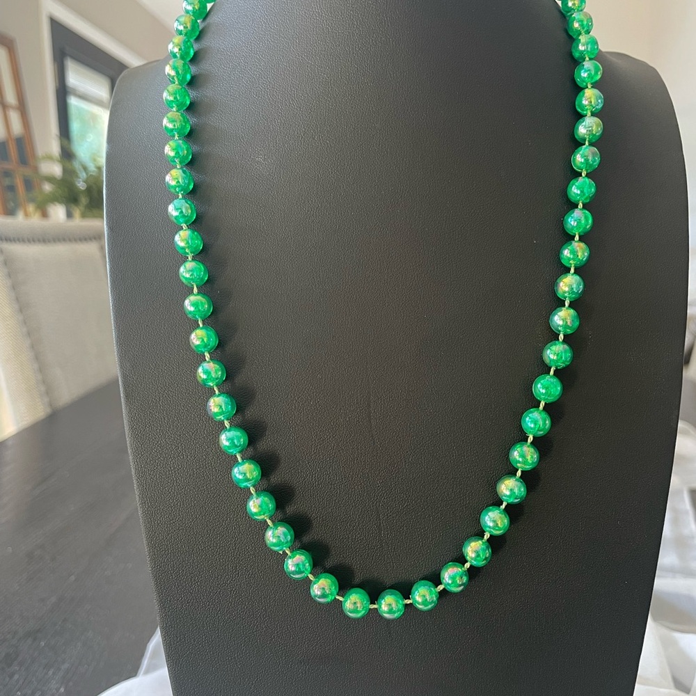 Vintage green AB coated necklace